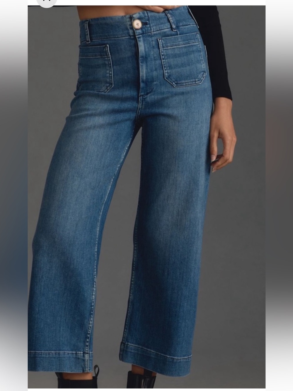 Maeve Colette cropped wide leg jeans